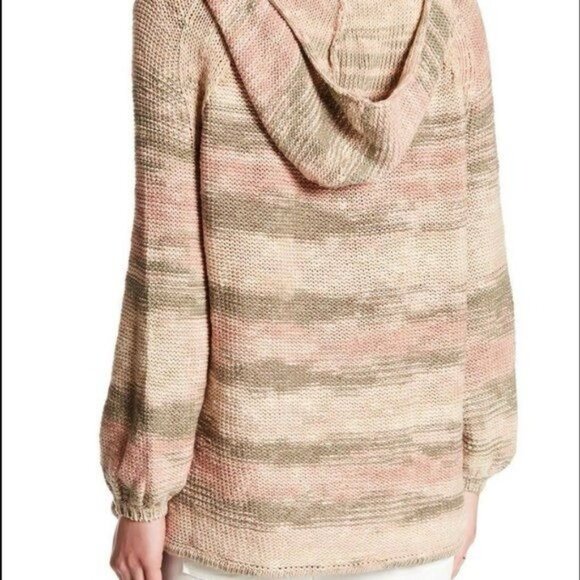 RARE Free People Hooded Beige Neutral Toned Coastal Boho Knit Pull Over Sweater - Picture 2 of 6